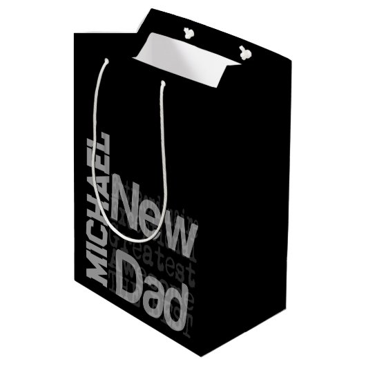 Sac Cadeau Moyen Nouveau Papa Extraordinaire CUSTOM (Dos Angle)