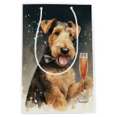 Sac Cadeau Moyen Nouvel An Airedale Terrier (Devant)