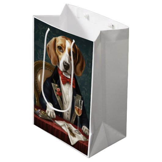 Sac Cadeau Moyen Nouvel An beagle (Devant Angle)