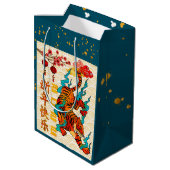 Sac Cadeau Moyen Nouvel An chinois bleu du tigre 2022 (Dos Angle)