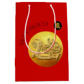 Sac Cadeau Moyen Nouvel An chinois Dragon rouge doré 2024 MGB (Devant)