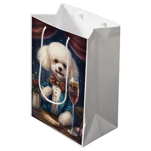 Sac Cadeau Moyen Nouvel An de Bichon Frise (Devant Angle)