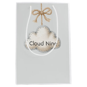 Sac Cadeau Moyen Nuage pâle neuf Baby Shower Bleu Pâle