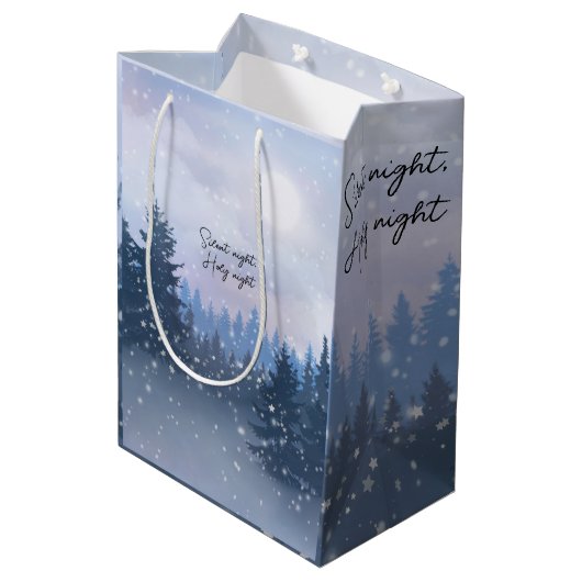 Sac Cadeau Moyen Nuit silencieuse Saint-Nuit Magique Hiver Illustra (Dos Angle)
