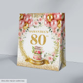 Sac Cadeau Moyen Numéro d'or radiant 80e anniversaire Boho Party sa