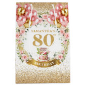 Sac Cadeau Moyen Numéro d'or radiant 80e anniversaire Boho Party sa (Devant)