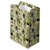 Sac Cadeau Moyen Oasis intérieure | Motif de ligne Plante (Dos Angle)