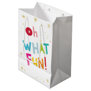 Sac Cadeau Moyen OH QUEL PLAISIR jolie typographie moderne colorée
