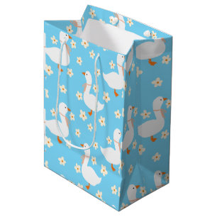 Sac Cadeau Moyen Oie blanche et marguerites