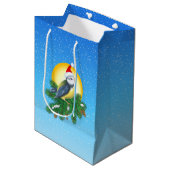 Sac Cadeau Moyen Oiseau à Santa Hat (Devant Angle)
