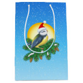 Sac Cadeau Moyen Oiseau à Santa Hat (Devant)
