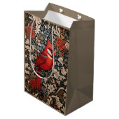 Sac Cadeau Moyen Oiseau du Cardinal du Nord William Morris Inspiré (Dos Angle)