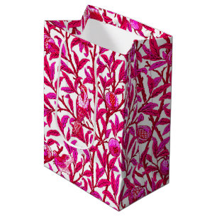 Sac Cadeau Moyen Oiseau et grenade Art Nouveau, rose Fuchsia