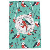 Sac Cadeau Moyen Oiseaux de Noël Joyeux Modèle de Noël (Devant)