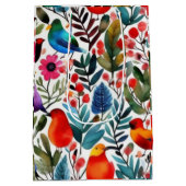 Sac Cadeau Moyen Oiseaux floraux colorés (Dos)