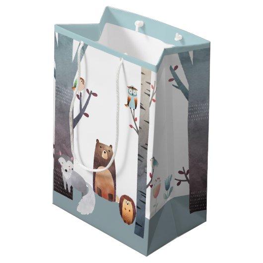 Sac Cadeau Moyen Oiseaux primitifs d'arbres d'animaux de région (Dos Angle)