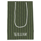 Sac Cadeau Moyen Olive Pinstripes (Dos)