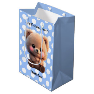 Sac Cadeau Moyen On peut Bearly Wait Baby shower peluche ours polka