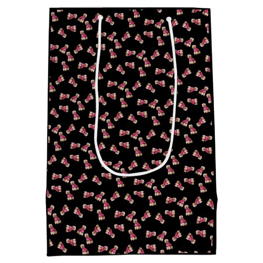 Sac Cadeau Moyen Oodles of Poodles (Rose on Black) (Dos)
