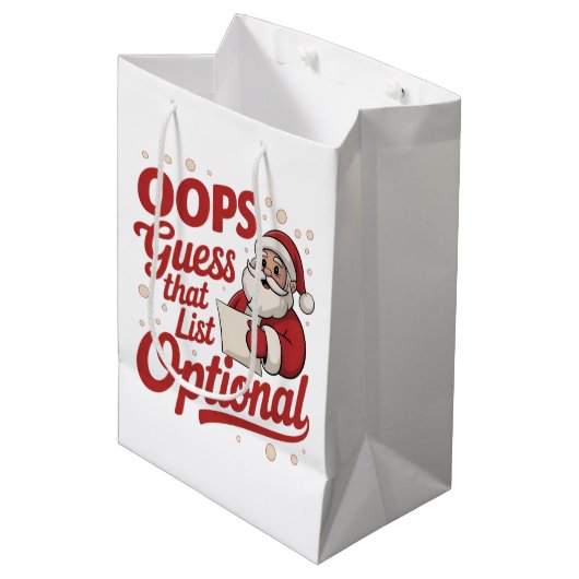 Sac Cadeau Moyen Oops Guess That List Optional Funny Santa Claus  (Devant Angle)