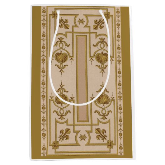 Sac Cadeau Moyen opulent imprimé baroque d'or (Devant)