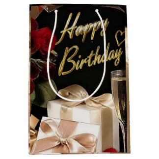 Sac Cadeau Moyen Or Confettis dorés Champagne de Luxe | Elégant C