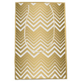 Sac Cadeau Moyen Or Et Blanc Zigzag Chevron (Devant)