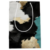 Sac Cadeau Moyen Or Turquoise, Blanc Noir (Devant)