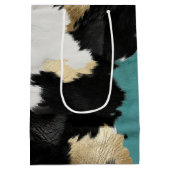 Sac Cadeau Moyen Or Turquoise, Blanc Noir (Dos)