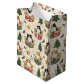 Sac Cadeau Moyen Orange and Black & White Kittens Christmas Pattern (Devant Angle)