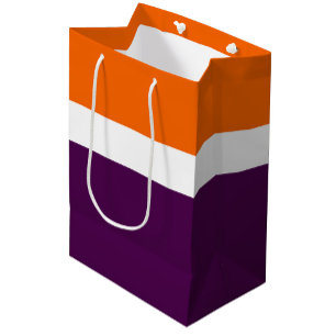 Sac Cadeau Moyen Orange blanc violet couleur pâle Conception des bl