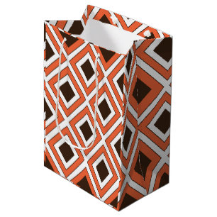 Sac Cadeau Moyen Orange Brown Diamant Géométrique
