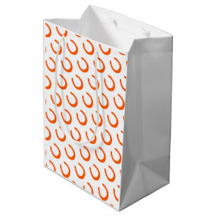 Sac Cadeau Moyen Orange Horseshoe Motif Chevaux modernes intemporel