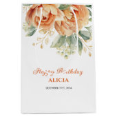 Sac Cadeau Moyen Orange Peony Gold Leaf Verdure Anniversaire (Devant)