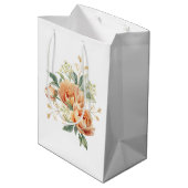 Sac Cadeau Moyen Orange Peony Gold Leaf Verdure Anniversaire (Dos Angle)