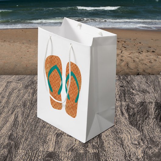 Sac Cadeau Moyen Orange Summer Beach Flip Flops Cadeau