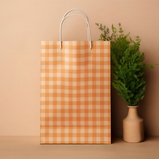 Sac Cadeau Moyen Orange Tartar plaid été