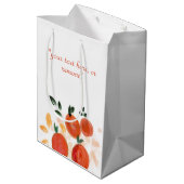Sac Cadeau Moyen Orange tropicale et Motif Feuille (Dos Angle)