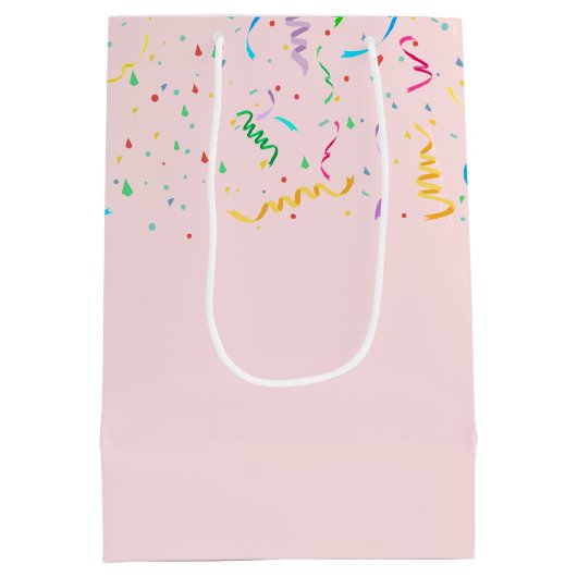 Sac Cadeau Moyen Ours d'anniversaire avec ballons et confetti (Dos)