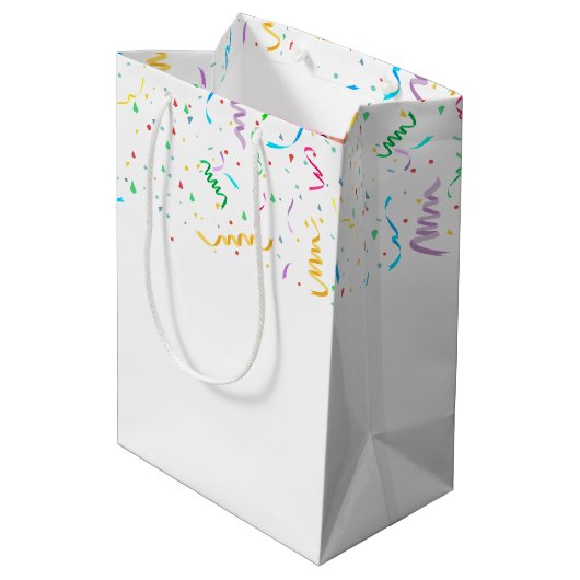 Sac Cadeau Moyen Ours d'anniversaire avec ballons et confetti (Dos Angle)