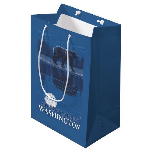 Sac Cadeau Moyen Ours dans le clair de lune - le Mont Saint Helens, (Devant Angle)