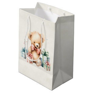 Sac Cadeau Moyen Ours en peluche mignonne avec cadeaux de Noël