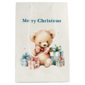 Sac Cadeau Moyen Ours en peluche mignonne avec cadeaux de Noël (Devant)