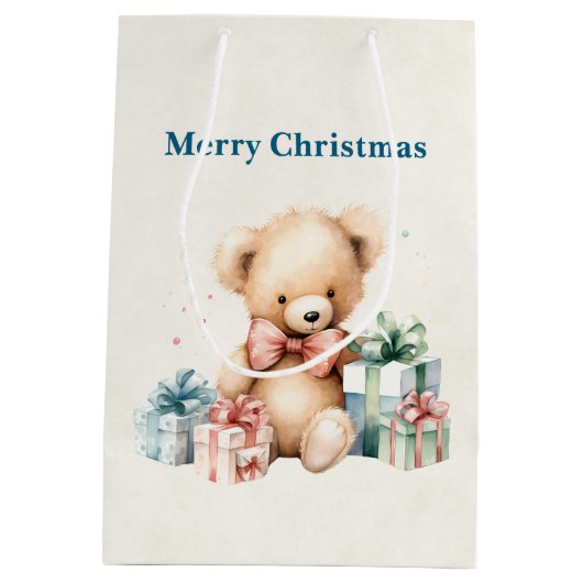 Sac Cadeau Moyen Ours en peluche mignonne avec cadeaux de Noël (Dos)