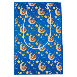 Sac Cadeau Moyen Ours en peluche personnalisé Baby Shower Lune