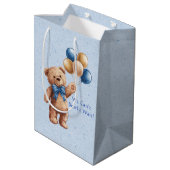Sac Cadeau Moyen Ours en Teddy Tan mignon avec Baby shower garçon d (Dos Angle)