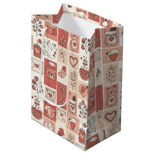 Sac Cadeau Moyen Ours mignon - Douce forêt de pastel (6)