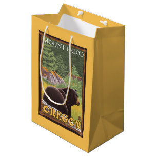 Sac Cadeau Moyen Ours noir dans la forêt - capot de bâti, Orégon