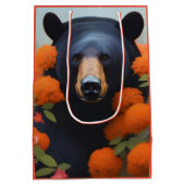 Sac Cadeau Moyen Ours noir en fleurs orange (Dos)