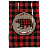 Sac Cadeau Moyen Ours Plaid De Buffle Rouge (Dos)